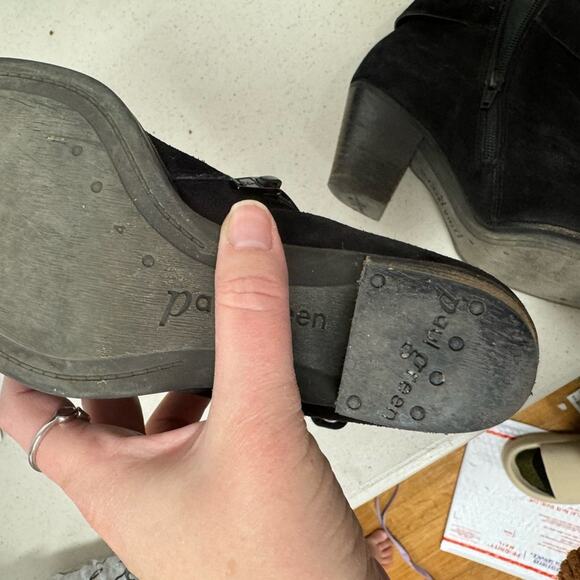 Paul Green Black Suede Stacked Heel Ankle Boots Womens 6.5 Leather Classic Fall - Picture 10 of 12